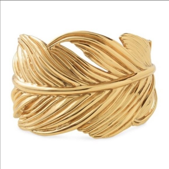 Stella & Dot Jewelry - Stella & Dot Secret Garden Feather Leaf Design Gold Cuff Bracelet